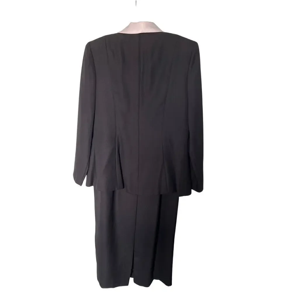 Alex Evenings Women Black Long Sleeve Maxi Skirt Suit Size 14